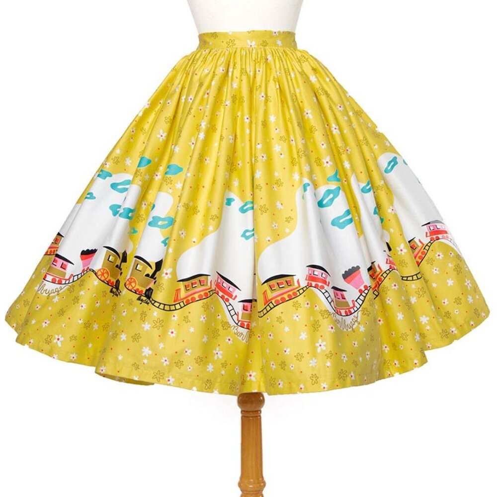 Pinup Girl Clothing Mary Blair Yellow Train Skirt